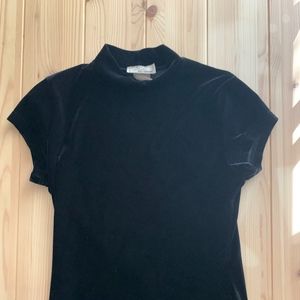 Large Black Velvet Short Sleeved Shirt